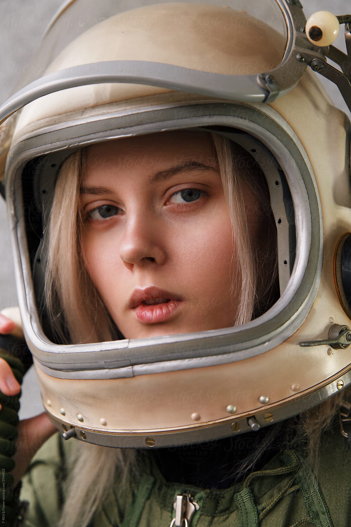Beautiful Girl Wearing Old Space Helmet By Stocksy Contributor Danil Nevsky Stocksy
