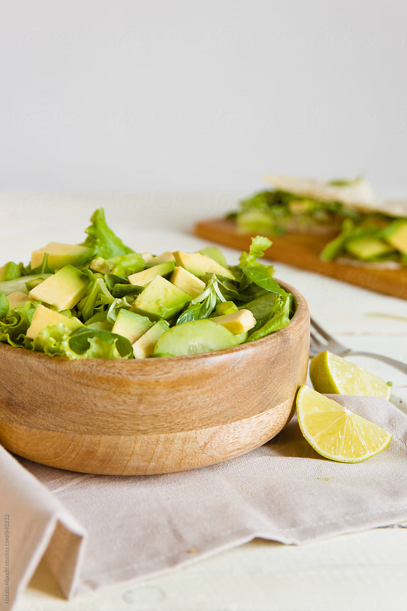 Green salad with tacos