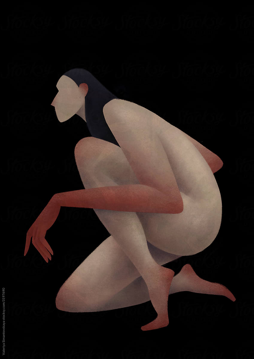 naked woman in strange pose
