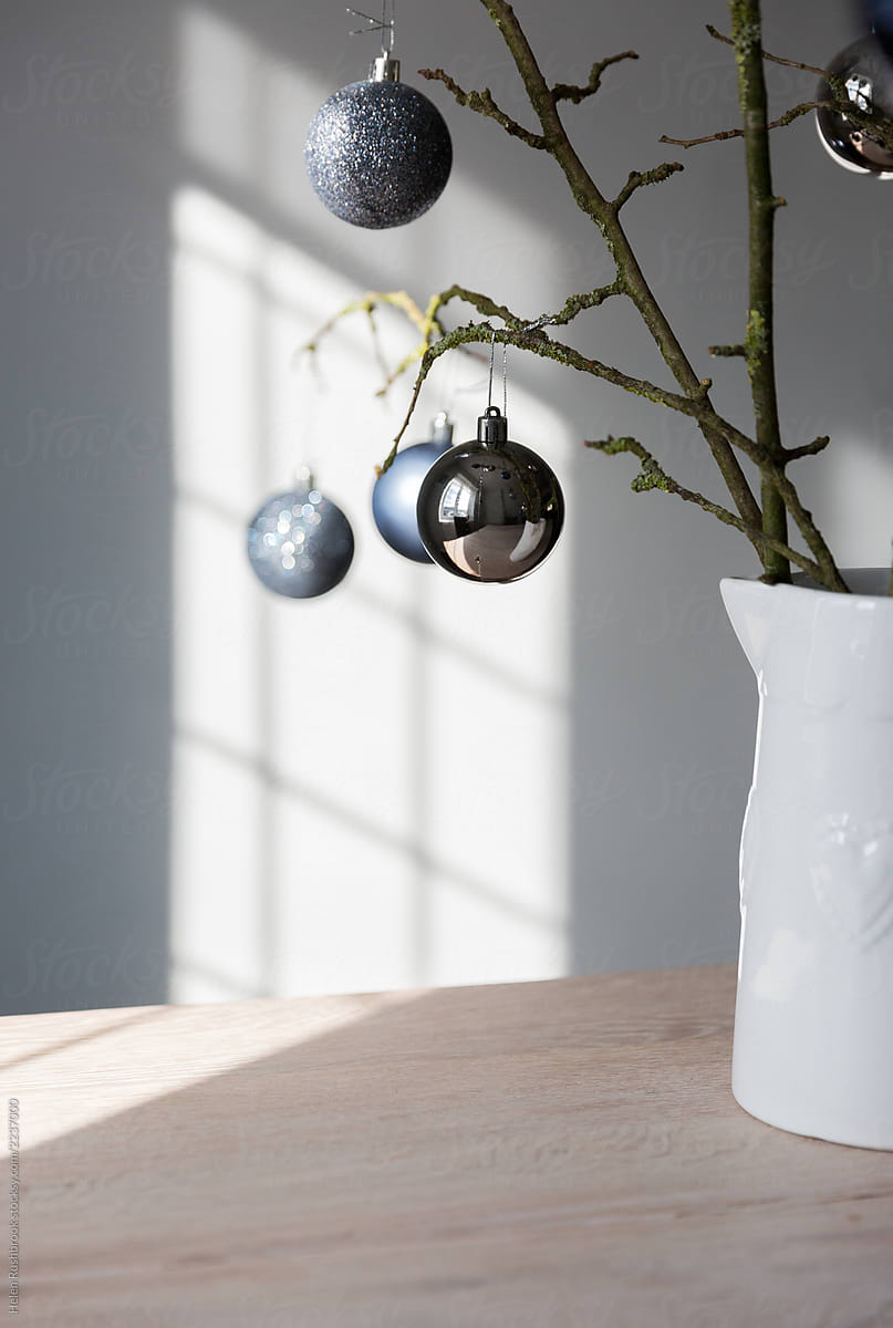 Silver and dark blue tones Christmas decorations