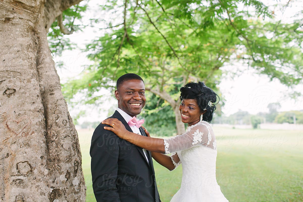 Nigerian bride and groom after their wedding ceremony.