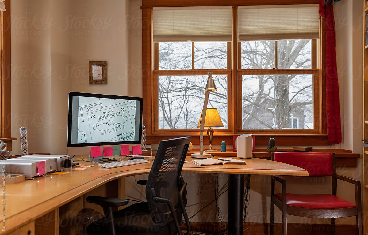 Modern Home office with desktop computer