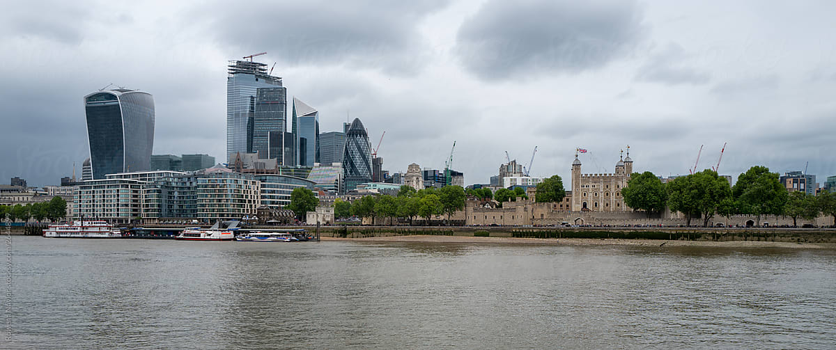 Panorama of London skyline with Tower Of London