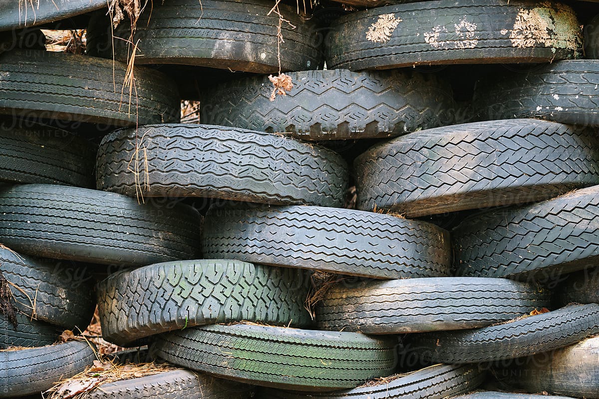 Stack of discarded car and truck tires