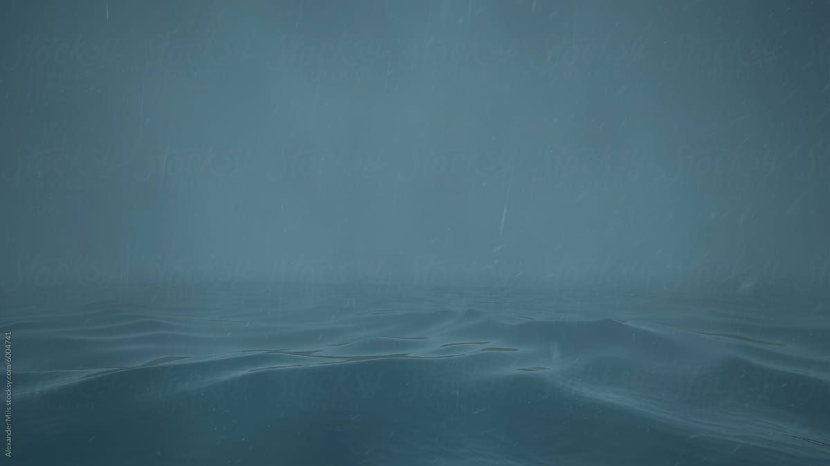 Turbulent Seascape with Rain and Snow