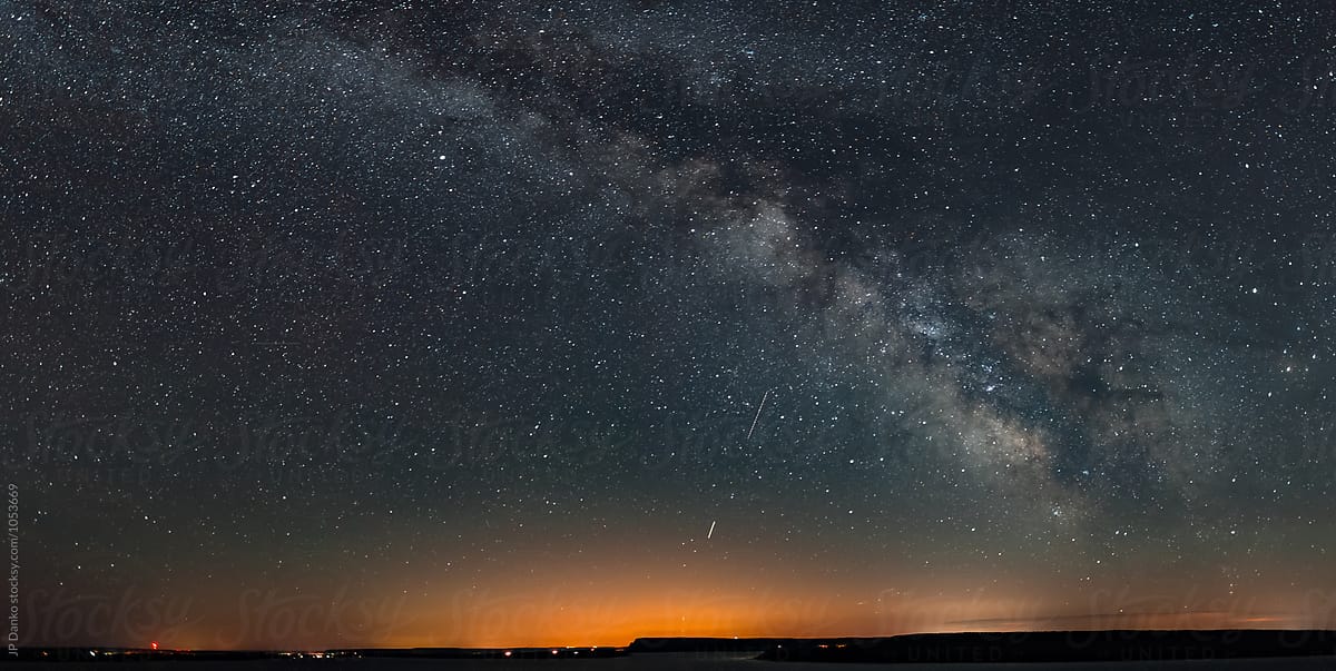 Milky Way Galactic Centre Panorama With Town Light Pollution