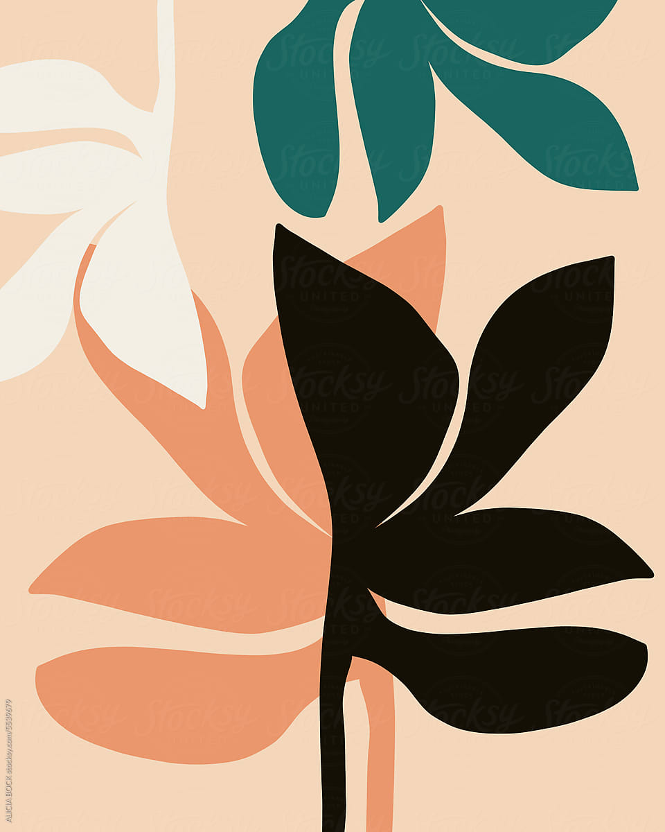 Minimal Abstract Leaf Print