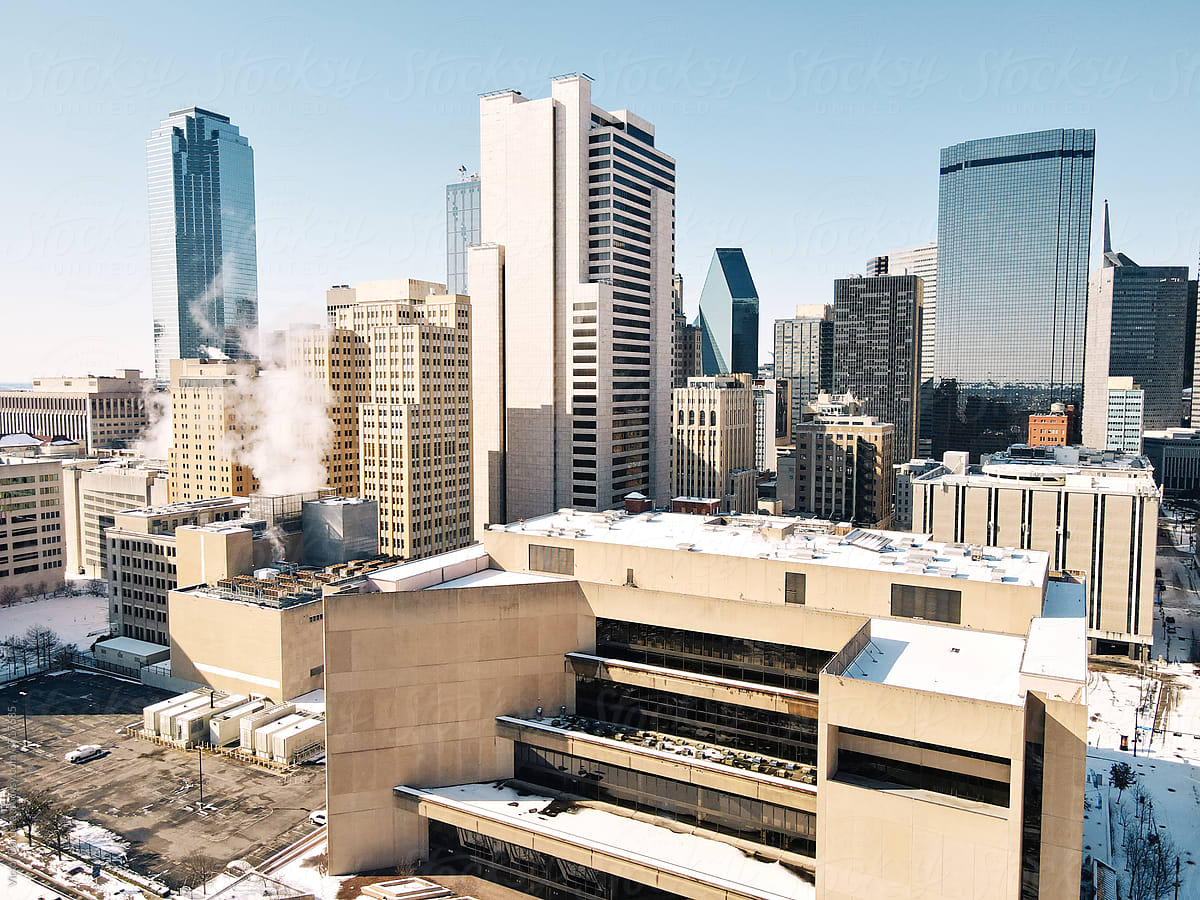 Dallas skyline winter
