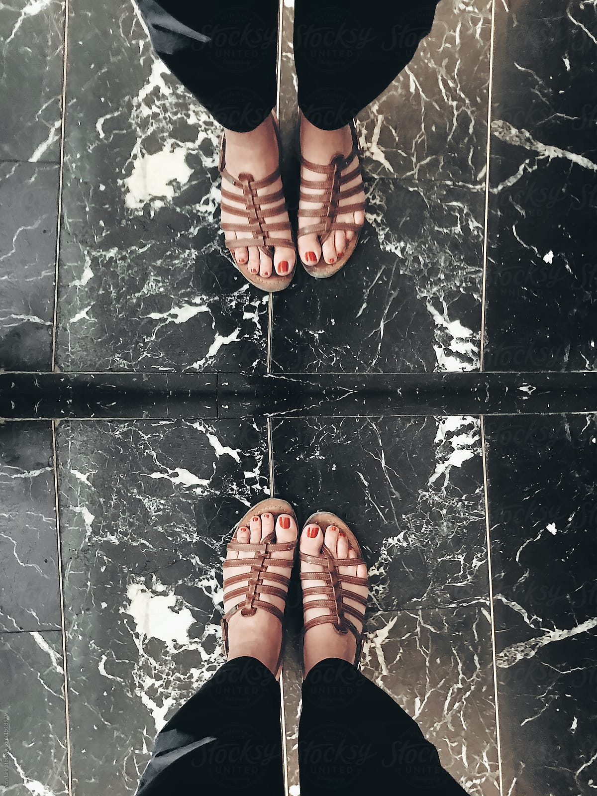 Reflection on black marble