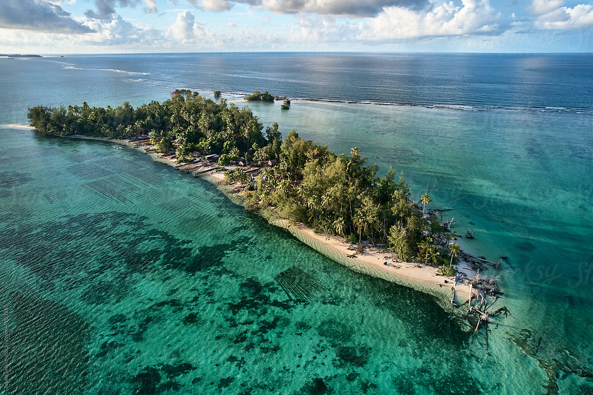 Solomon Islands seaweed farm, climate change resilience - aerial drone