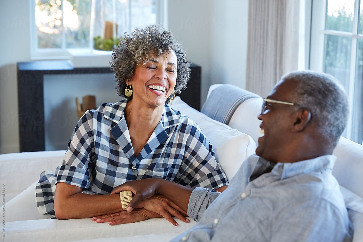 African American Senior Couple Laughing And Having A Good Time Together