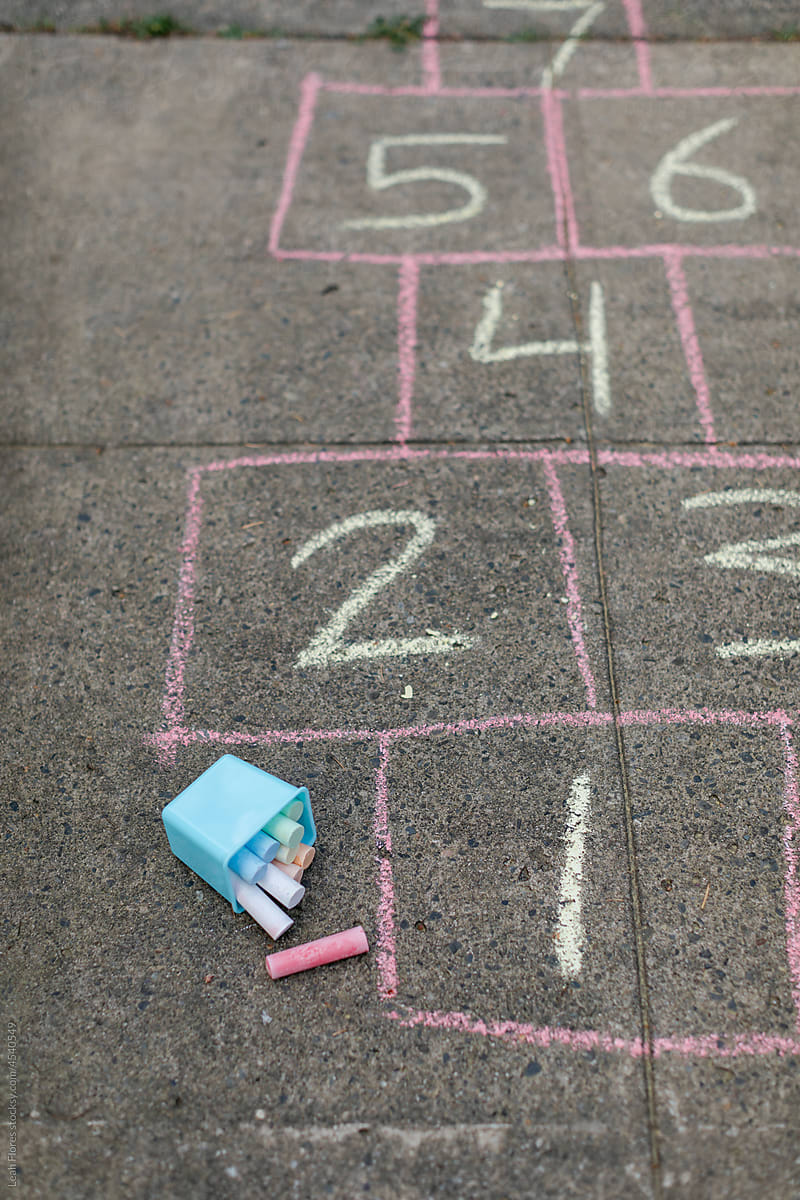 Hopscotch Game and Chalk