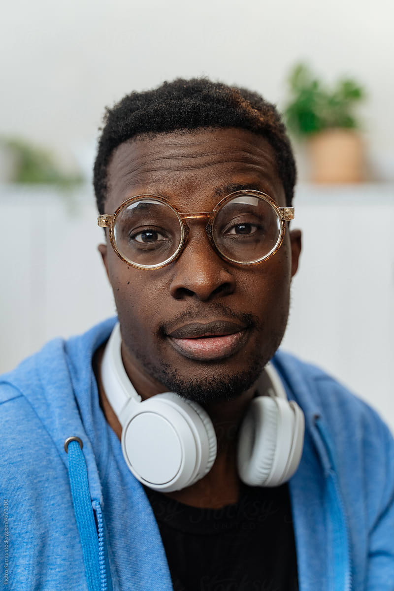 Young black guy wearing glasses