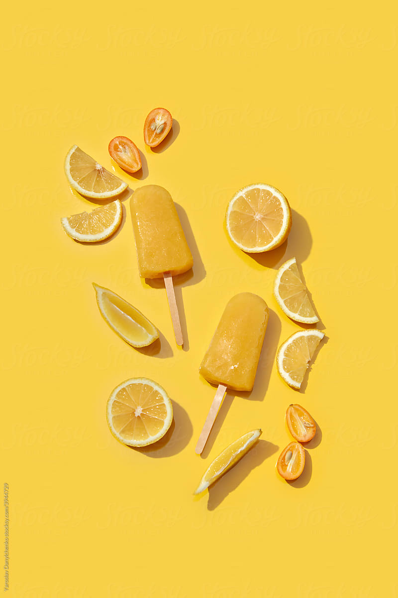 Yellow lemon ice creams