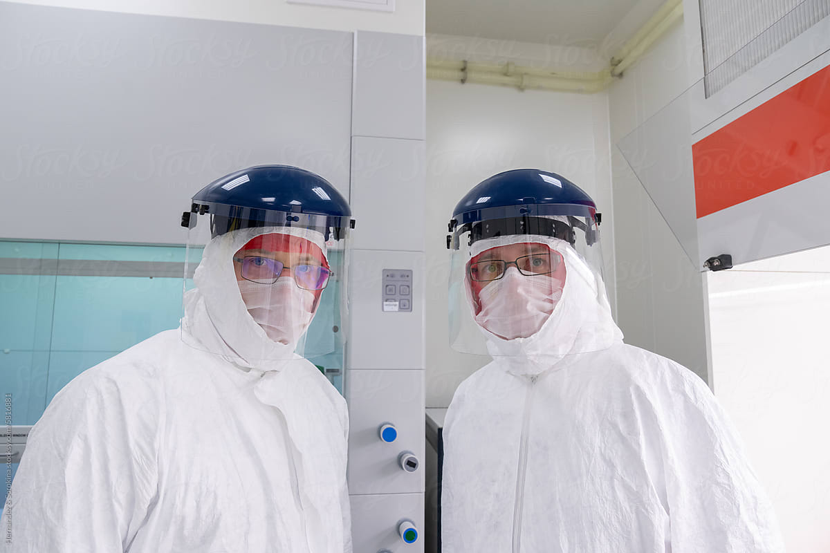 Portrait Of Two Researchers At Clean Room
