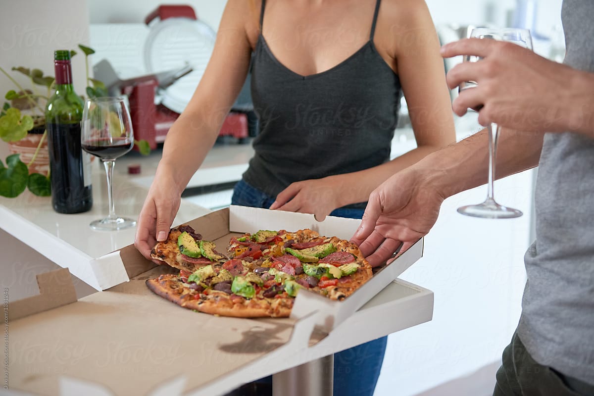 Stay at home date pizza and wine