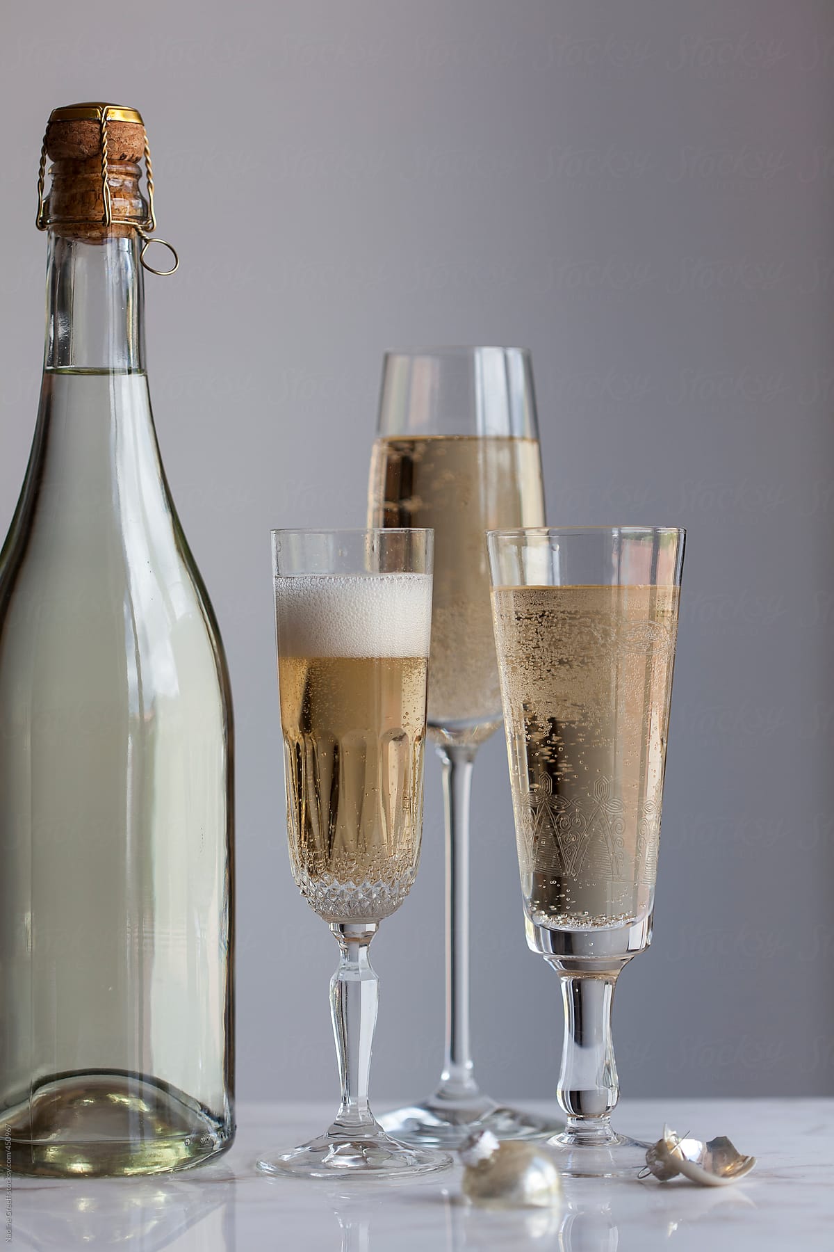 Champagne Bottle with glasses of champagne