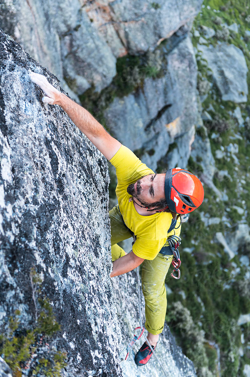 Climber rock climbing