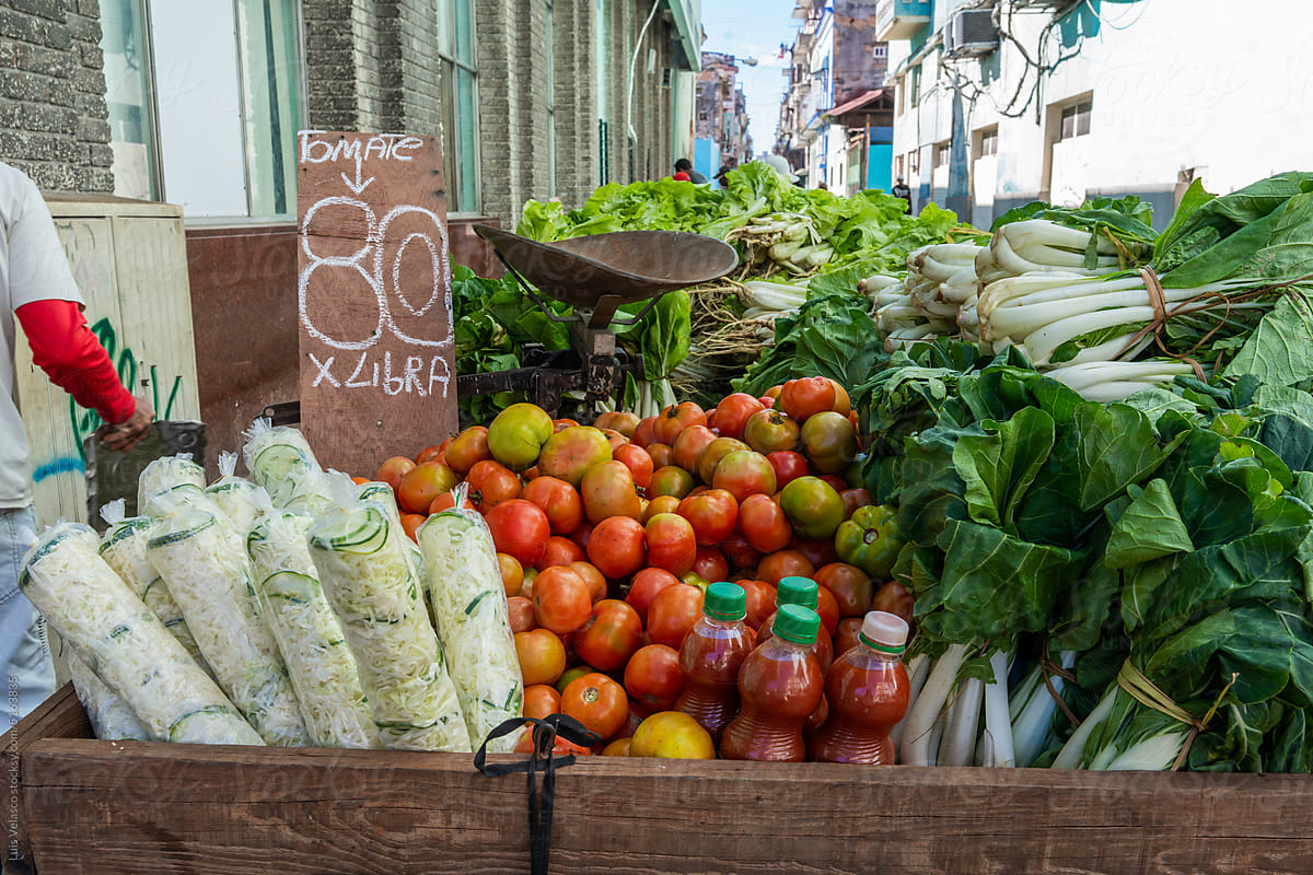 Vegetable Street Stall In Havana