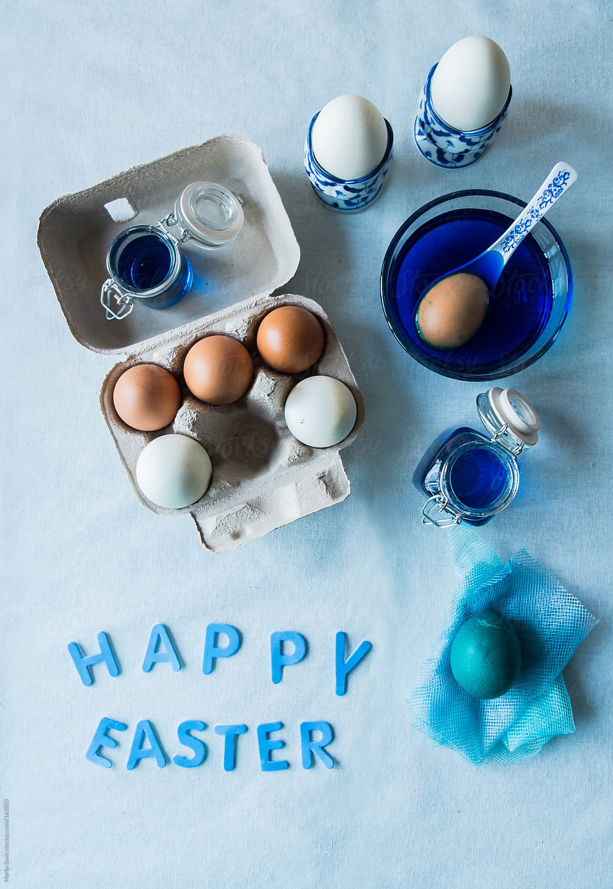 "Blue Colored Easter Eggs Set" by Stocksy Contributor "Marija Savic ...