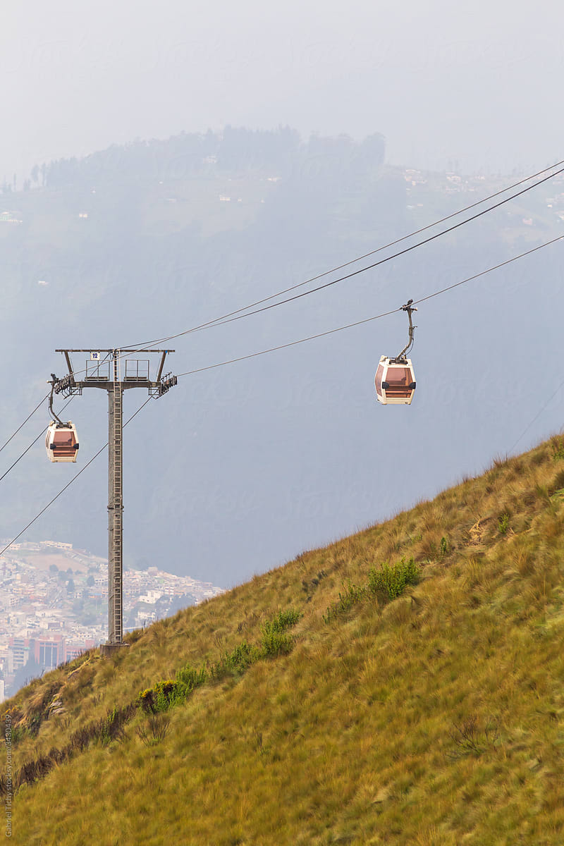 Gondola lift to TelefÃ©rico mountain in Ecuador