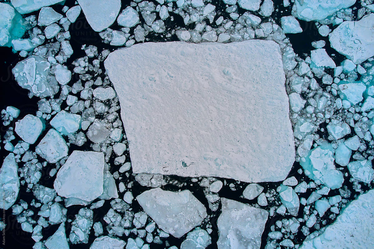 Greenland Arctic winter sea ice floe, negative space blank canvas