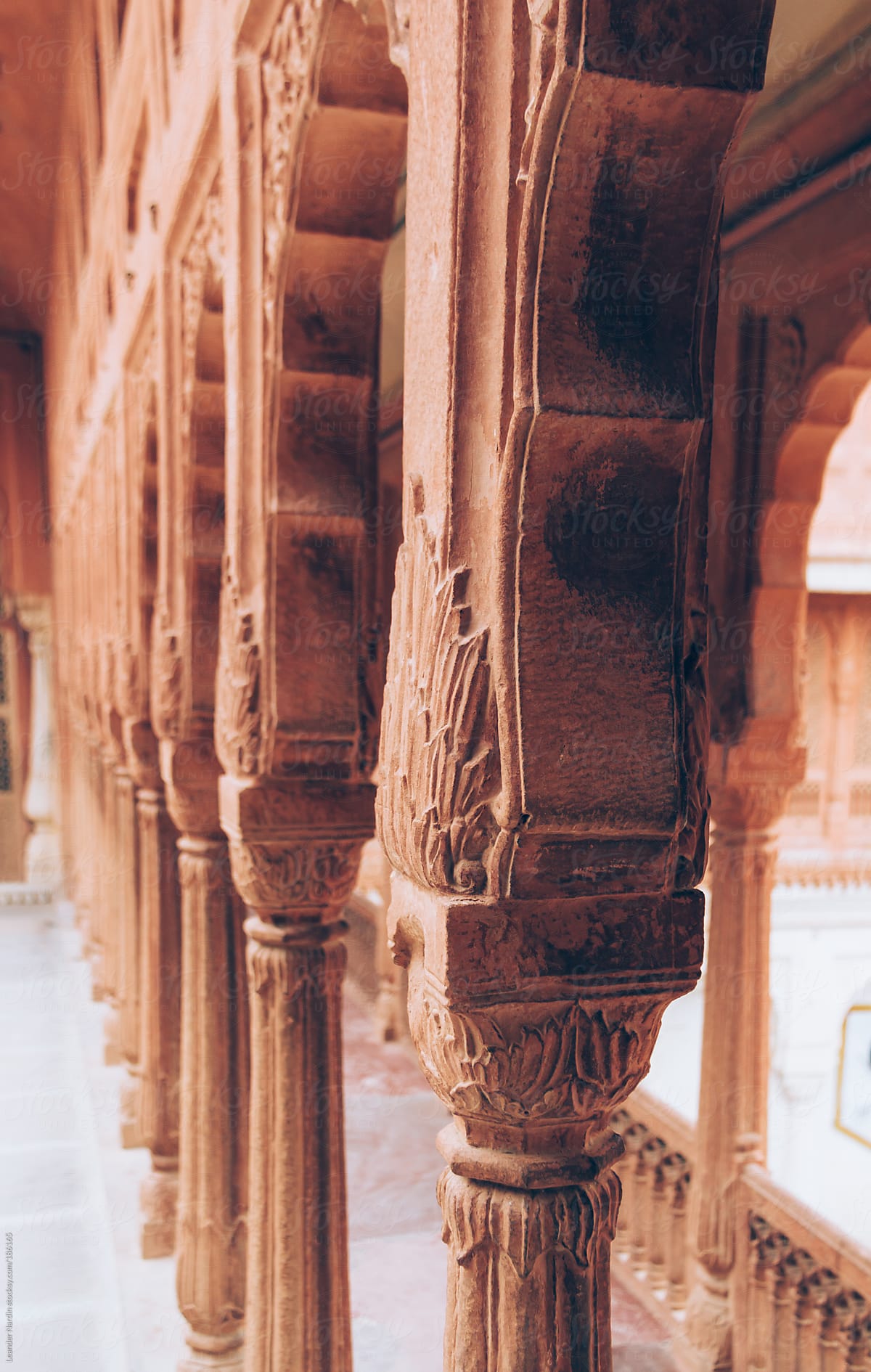 ancient pillars with indian ornaments