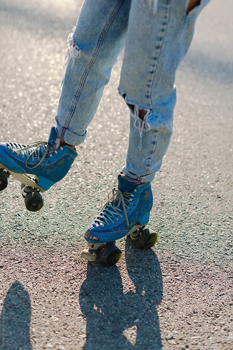 Blue vintage roller skates