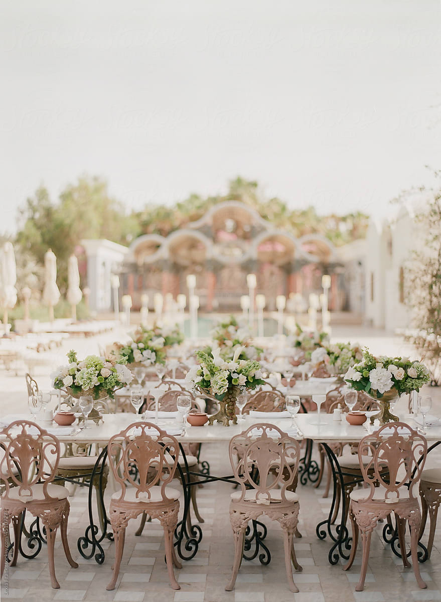 Outdoor wedding reception table in egypt