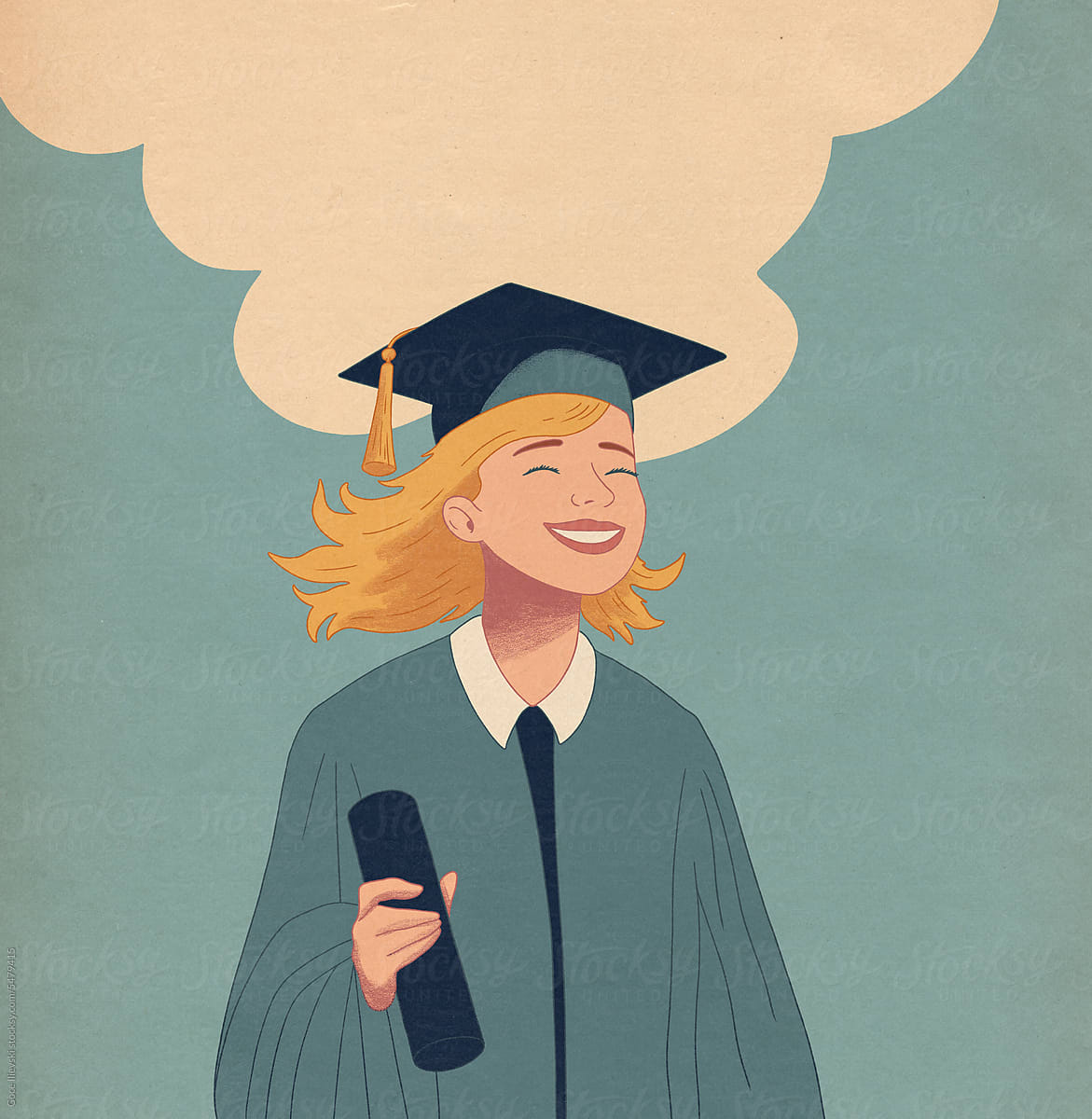 Girl Graduation Illustration