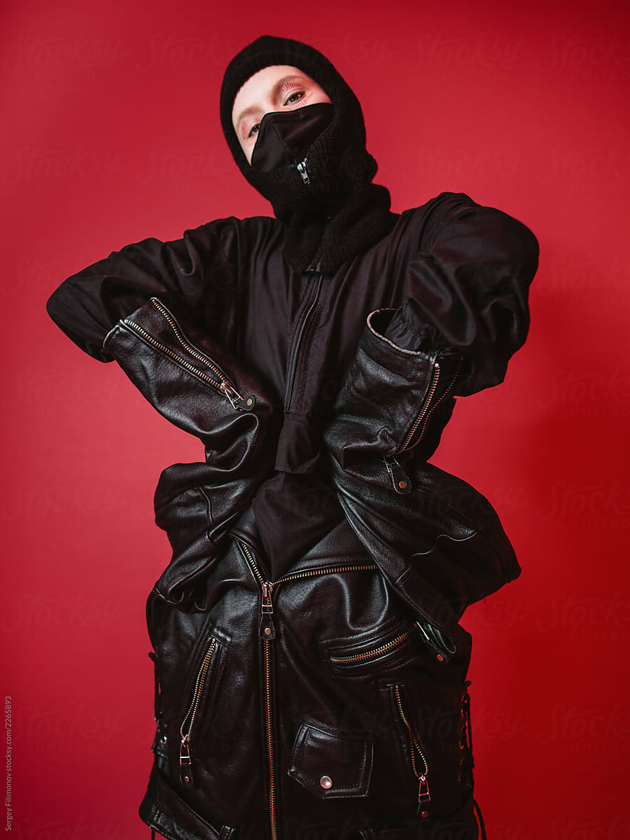 Woman in unusual ninja costume