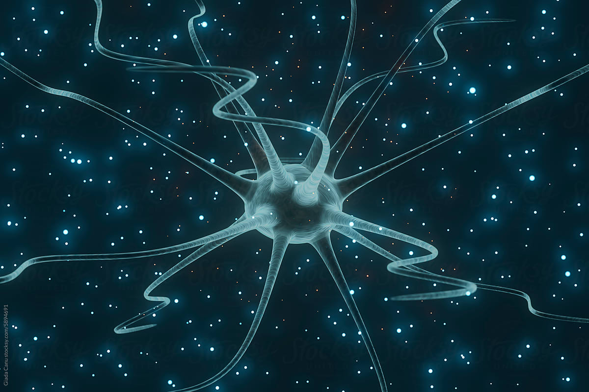 Synaptic Neuron Connections 3D Illustration