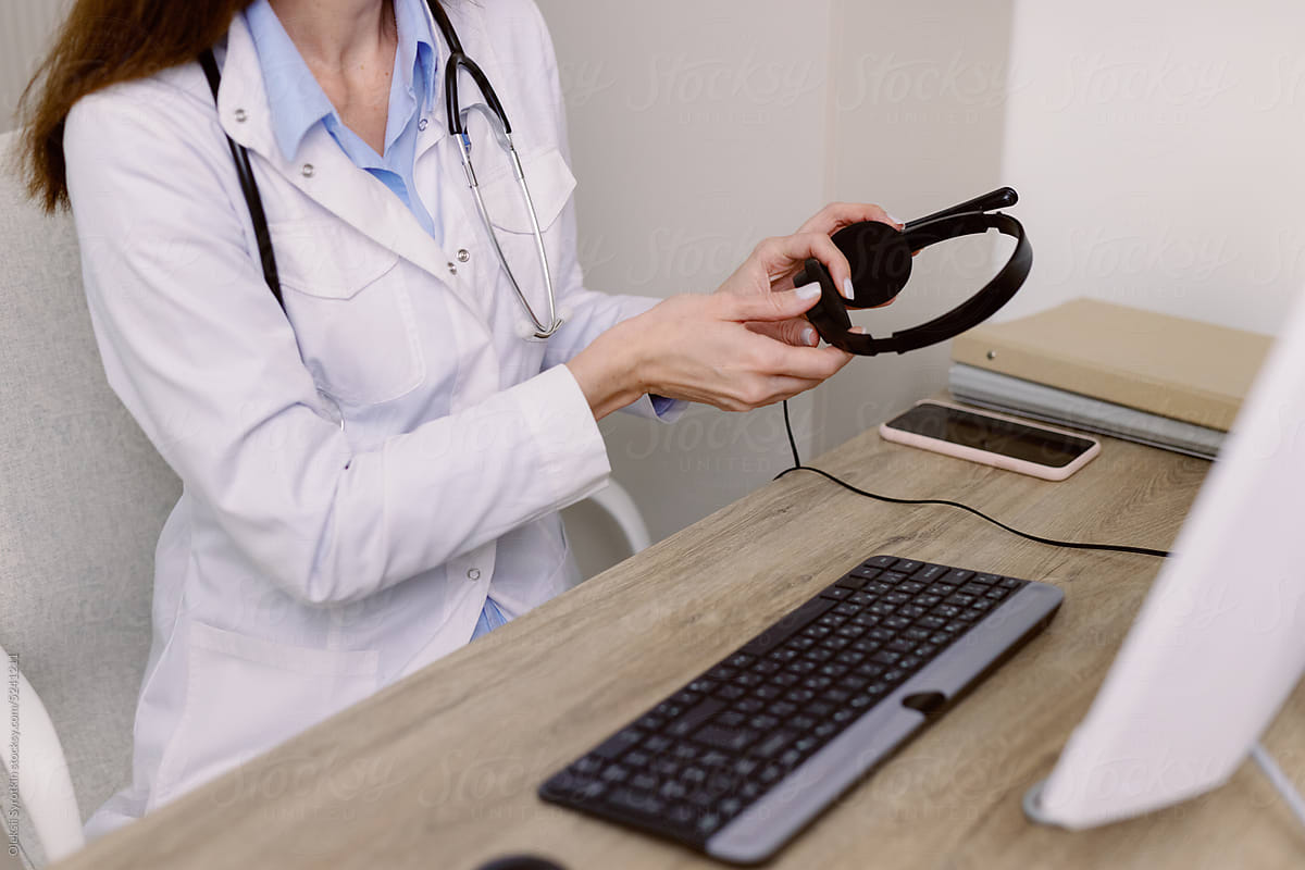 Medical practitioner work technology headphone workplace service