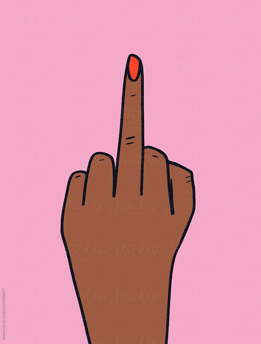 Fuck off black woman hand gesture sign illustration