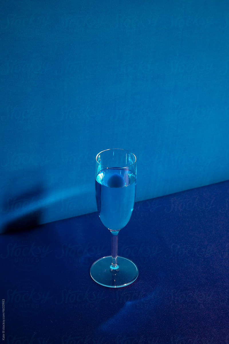 A glass in blue monochrome