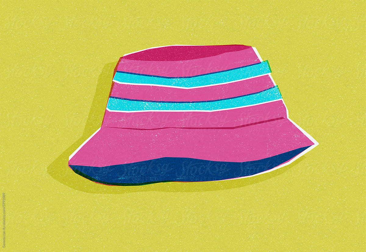 Beach bucket Hat, summer holidays concept illustration