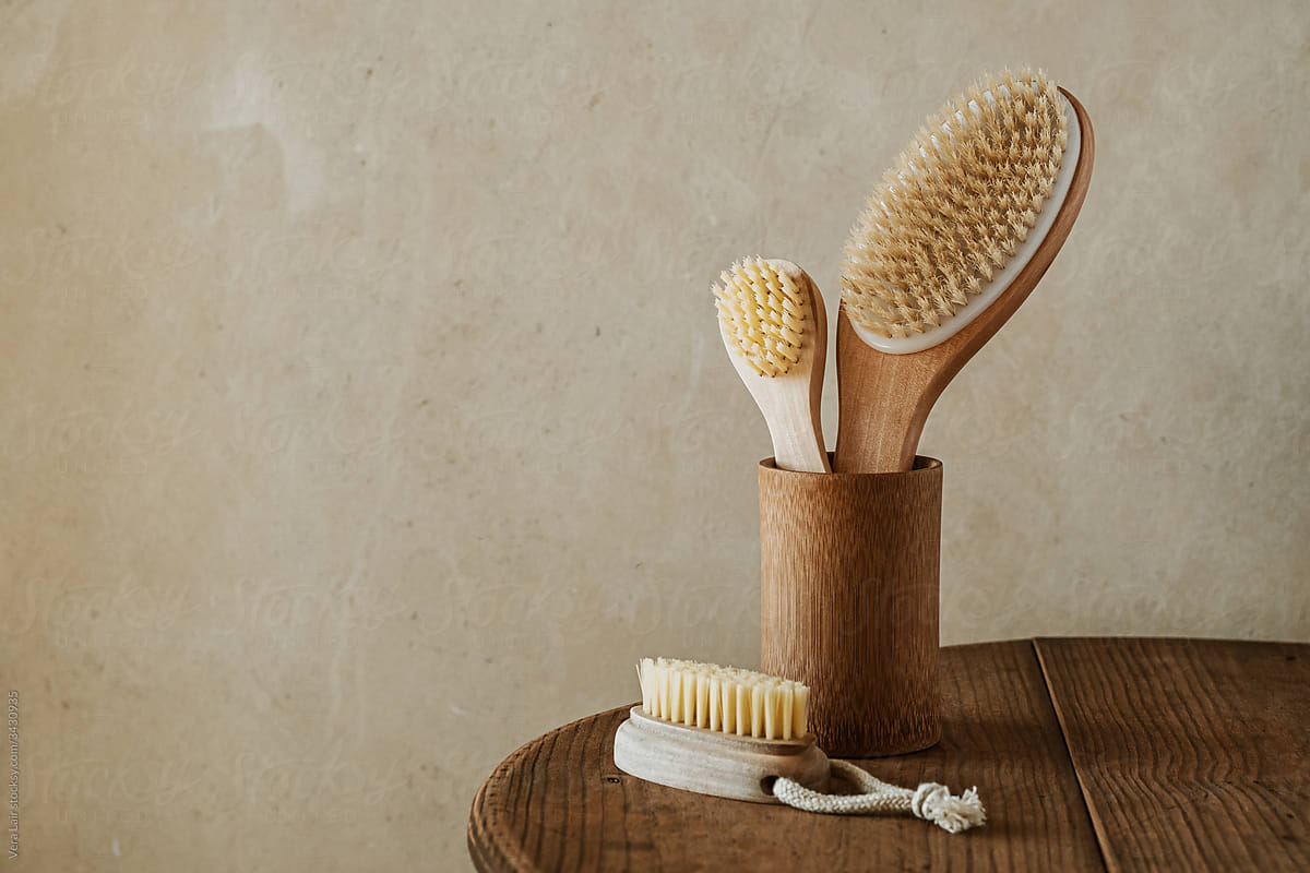 wooden body and facial brush