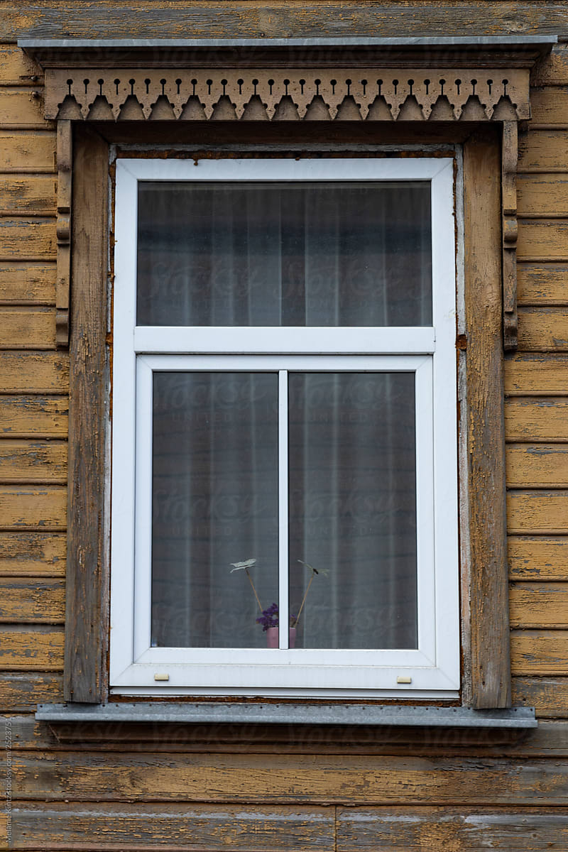 Window in old wooden house