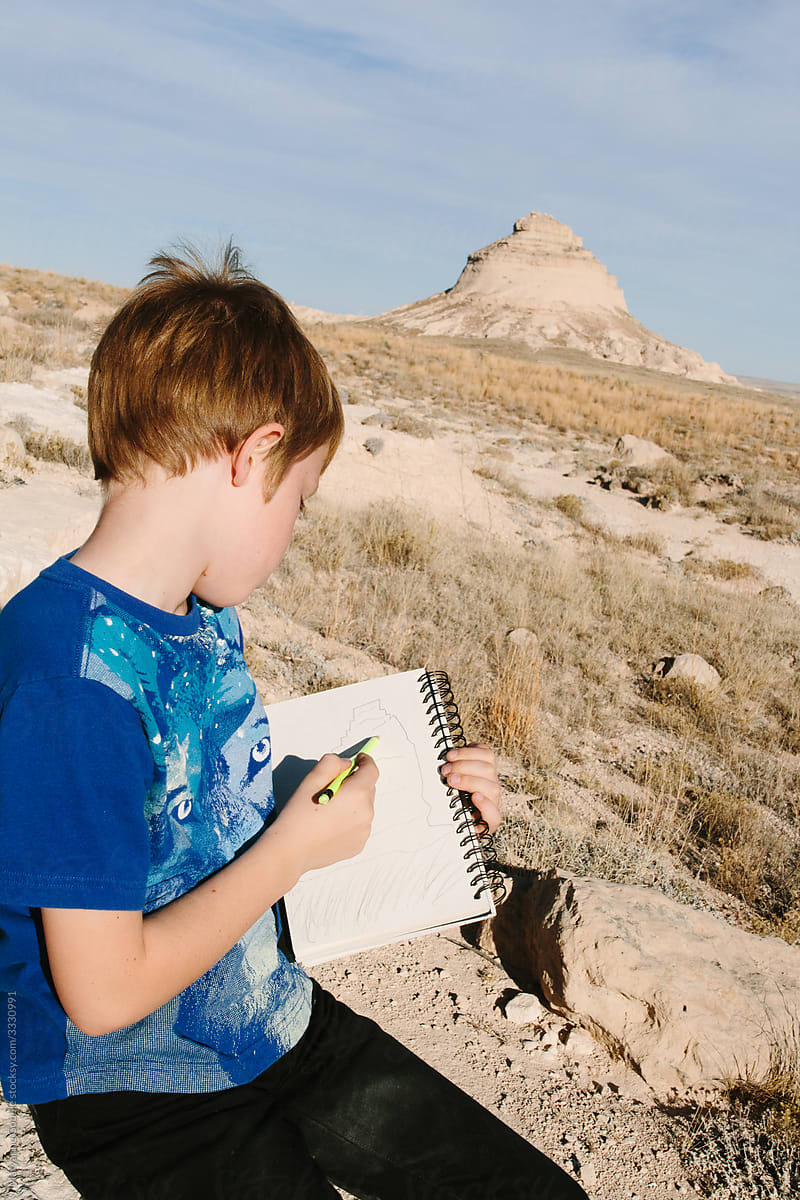 Boy Sketching Nature