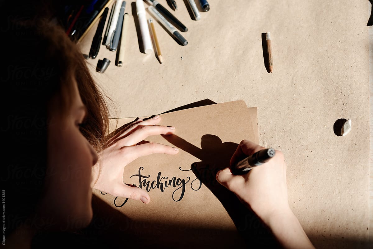 Hand lettering practice in studio