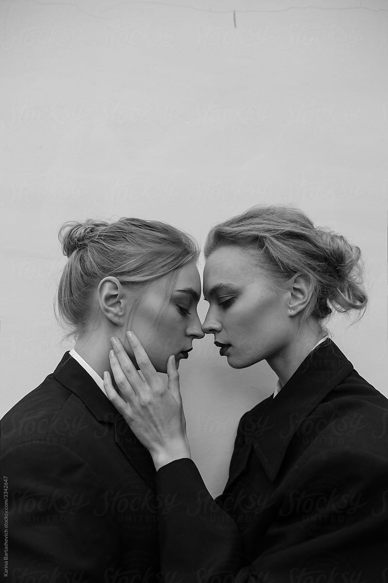 black and white portrait of two sisters