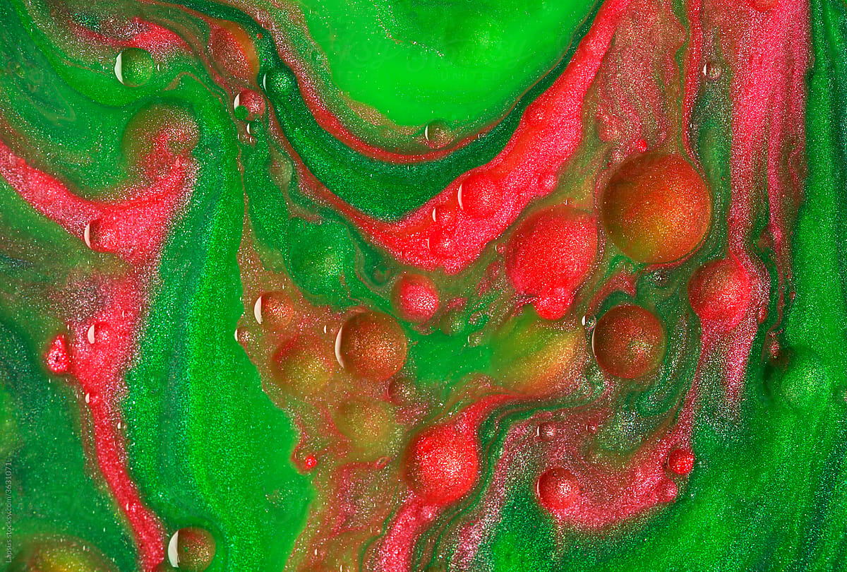 Green & Red Abstract Liquid Background With Dots