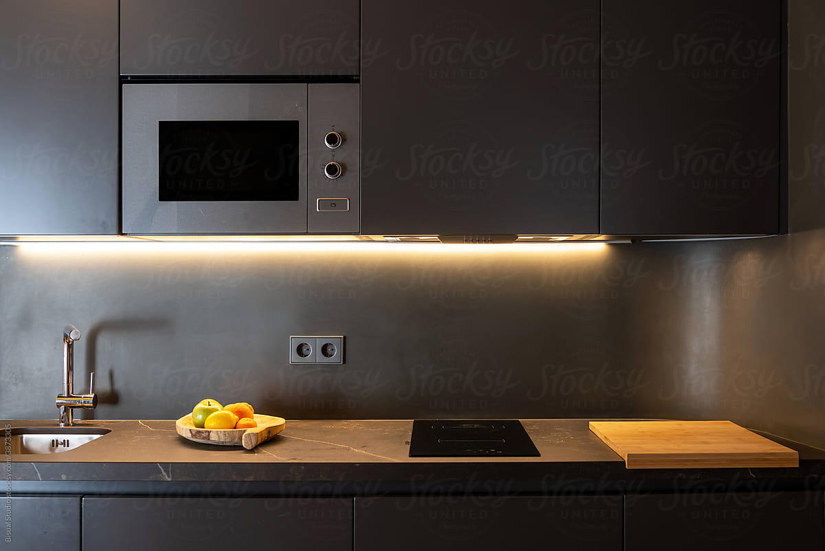 Illuminated furniture in contemporary kitchen