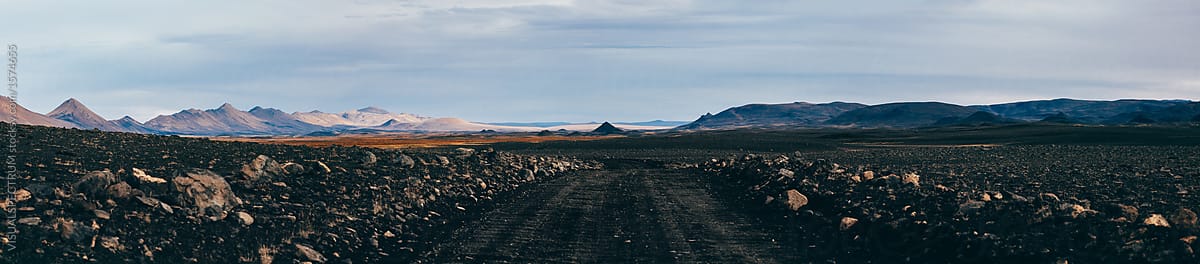 Off-Roading in Untouched Iceland - Empty Rocky Road on Sunny Fall Day