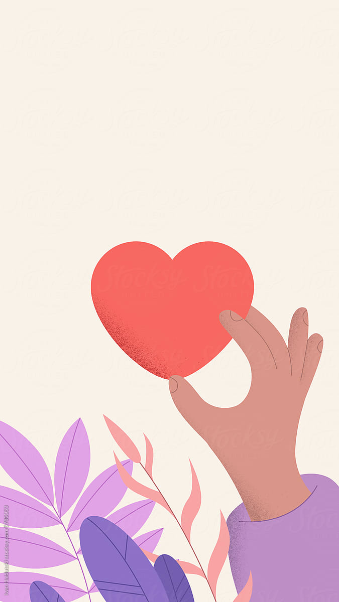 Hand with heart-shaped Valentine card with copyspace, romantic sign