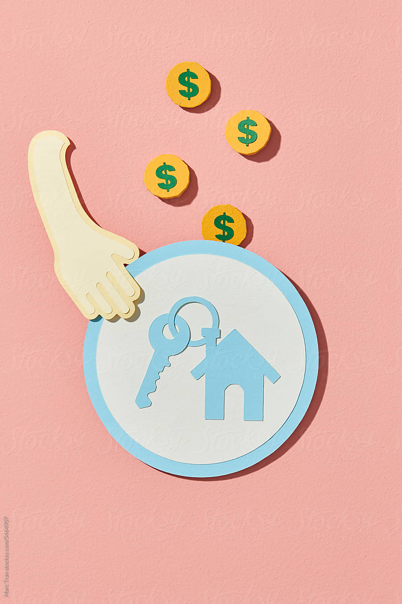 buy real estate and pay. Home buyer are taking home after payment