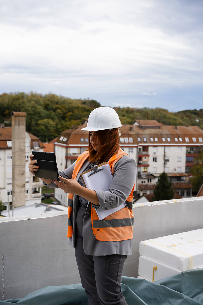Female engineer at construction site