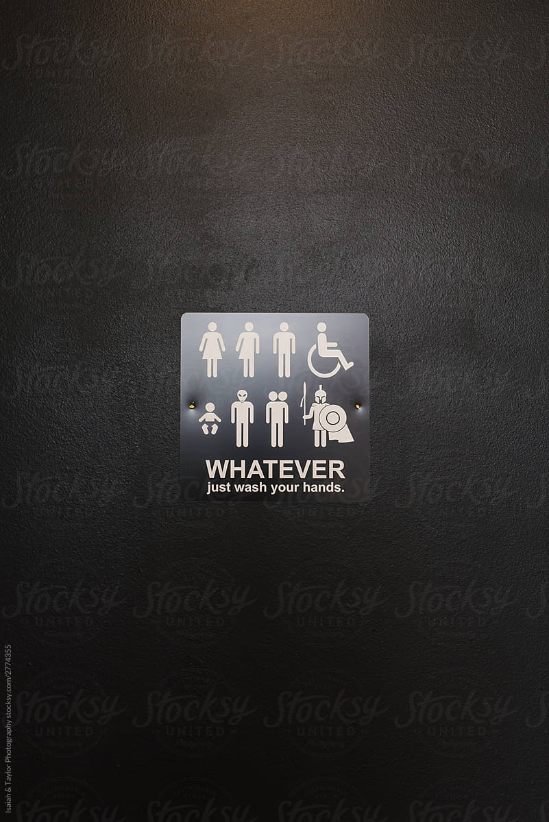 Public restroom gender equality bathroom sign