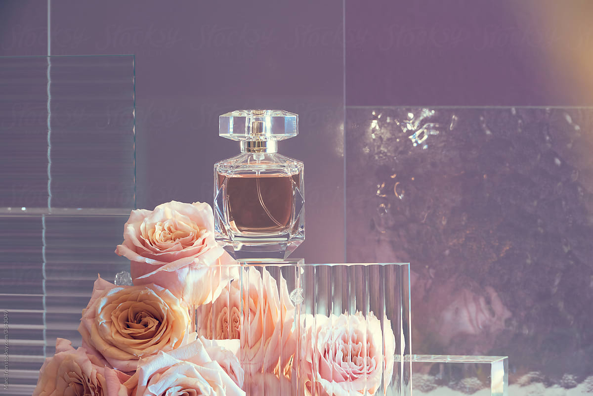 Unbranded Perfume spray bottle on crystal podium