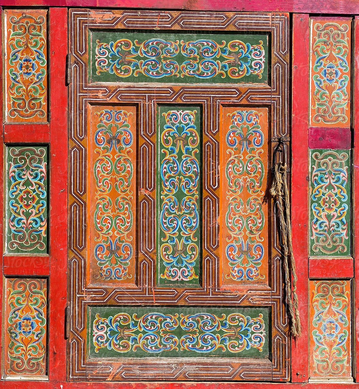 Intricately painted wooden door